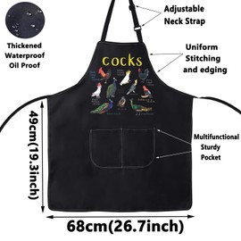 WZMPA Funny Cocks Kitchen Apron For Women Men Chicken Lover Gifts Cockerels Cockatoos Peacocks Apron For Baking Cooking (Cocks Ap)