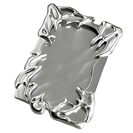 Kpop Photocard Holder Electroplated Plastics Irregular Frame Photocard Holder Silver Chrome Card Case Y2K ID Card Holder ID Photo Card Holder with 3D Design