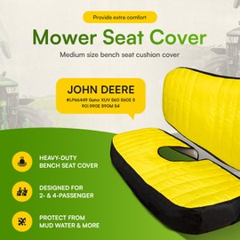 LP66449 Lawn Mower Seat Cover, Medium Size Bench Seat Cushion Cover Fits for John Deere Gator XUV 560 560E 590i 590E 590M S4, Durable for Long Lasting Protection - Yellow