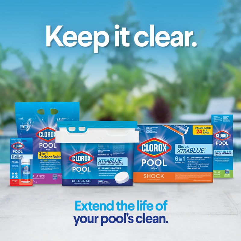 Clorox Pool&Spa XTRABLUE 3” Chlorinating Tablets, Individually Wrapped, Kills Bacteria