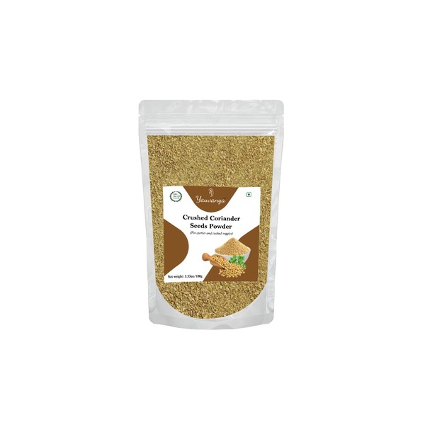 Yauvanya Crushed Coriander (Dhania) Seeds Powder - 100 gms (3.5 oz.)| Vegan | Gluten Free