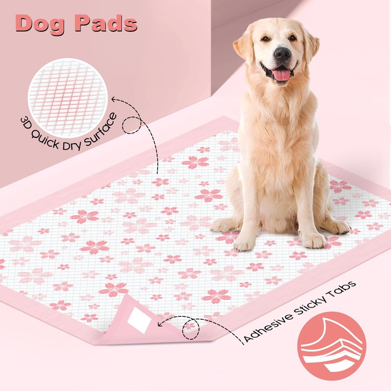 MIZOK Dog Pee Pads 28x34in Pink, Puppy Pads Extra Large