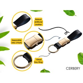 Cerbery® Elegant Leather Keyring with Rings and Gift Box | Lanyard Key Ring Key Ring Car Photo Engraving Ring | Women Men | Gift, gold