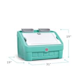 Step2 2-in-1 Toy Box & Art Lid | Plastic Toy & Art Storage Container, Mint