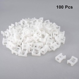 uxcell Cable Tie Mount Base Saddle Type Wire Holder Nylon 9mm Hole Width White 100Pcs
