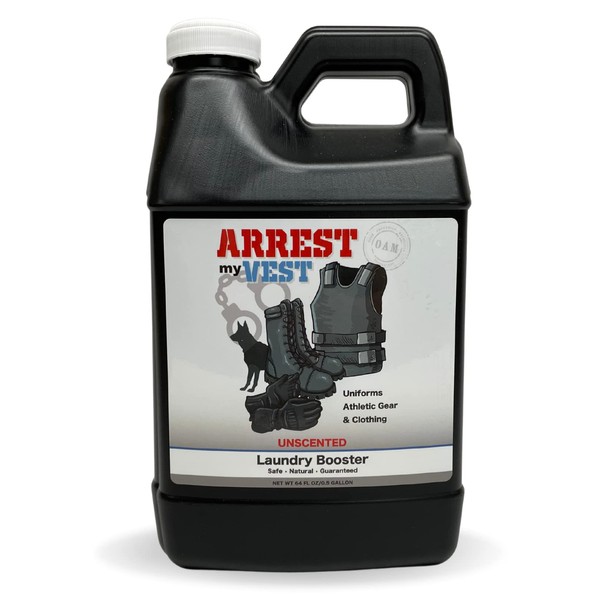 Arrest My Vest Military and Police Grade Laundry Booster to Remove Stubborn Smells in Your Uniforms, Carriers, Vests and All Fabrics- Unscented - 1 64oz Bottle
