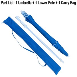 Bayside21 7 ft Beach Umbrella with Sand Anchor & Tilt, UV 50+ Protection Outdoor Sunshade Umbrella with Carry Bag,Blue Polyester Fabric with Silver Coating, Blue