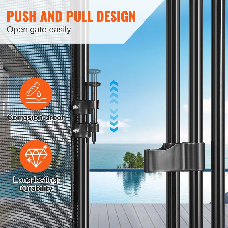 VEVOR Pool Fence, 4 x 2.5 FT Pool Gate for
