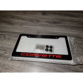 Corvette Z06 (Red Reflective) Corvette Carbon Fiber License Plate Frame For Z06 C8 ZR1