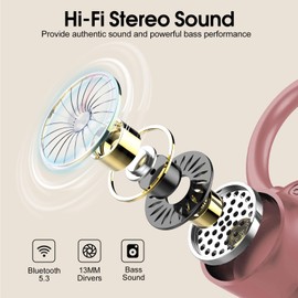 Bluetooth Sports Headphones, Wireless Bluetooth 5.3 Headphones with ENC Mic, 50 Hours Hifi Stereo Deep Bass Earphones with LED Display, IP7 Waterproof Wireless Earbuds with Ear Hooks for Sports, USB-C