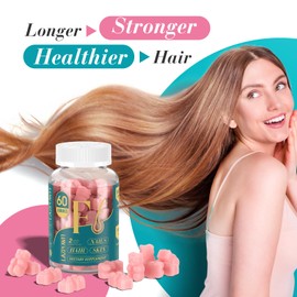 Lazpowfi Biotin Gummies -Hair Skin and Nails Vitamins for Men & Women, Vegan Vitamin B7, Supports Hair Growth and Stronger Nails,60 Day Supply-Raspberry-2 Pack