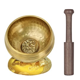 DiDiBirDi Tibetan Singing Bowl 8 cm Mallet and Yellow Ring Cushion 100% Hand Hammered in Nepal Singing Bowl for Meditation, Yoga, Chakra, Meditation Accessories, Unique Gifts for Women