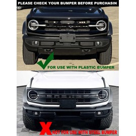 FASTCHE Front License Plate Frame for 2021 2022 2023 2024 2025 2026 Ford Bronco Front Bumper License Tag Plate Holder Mounting Bracket (for Plastic Bumper ONLY) Replace # M2DZ17A385AA FO1068192