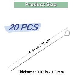 20 Pcs BBQ Small Stainless Steel Food-Grade Metal Kebab Skewers Turkey Lacers Reusable Skewers for Air Fryer, for Oven Camping Campfire Trussing Turkey 5.91"/15cm