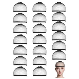 UCEC 20PCS Mesh Wig Cap Net for Long Hair, Hair Net for Wig, Closed End Hair Mesh Net, Liner Weaving Caps for Women, Men, Kids, Black