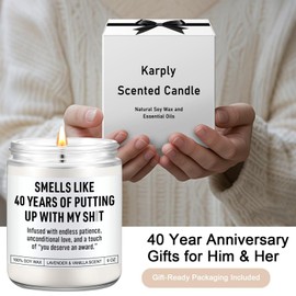 Karply Funny 40 Year Anniversary Candle, 40th Anniversary Decorations, 40th Anniv. Gifts for Couple, Husband, Wife, Parents, Valentines Day, Unique 40 Year Ruby Wedding Anniv. Gifts for Him, Her