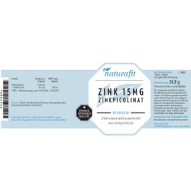 Naturafit Zinc 15 mg Zinc Picolinate Capsules