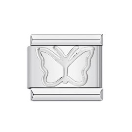 Cross Crucifix Heart Star Butterfly Ying Yang Dolphin King Queen Peace Silver Gold 9mm Italian Link Charm Compatible With Nomination Bracelet Mum Mom Mother Daughter (Butterfly)