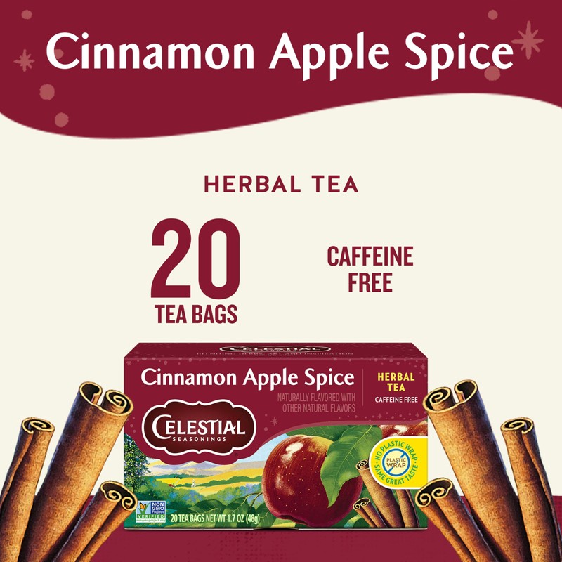 Celestial Seasonings Cinnamon Apple Spice Herbal Tea, Caffeine Free, 20