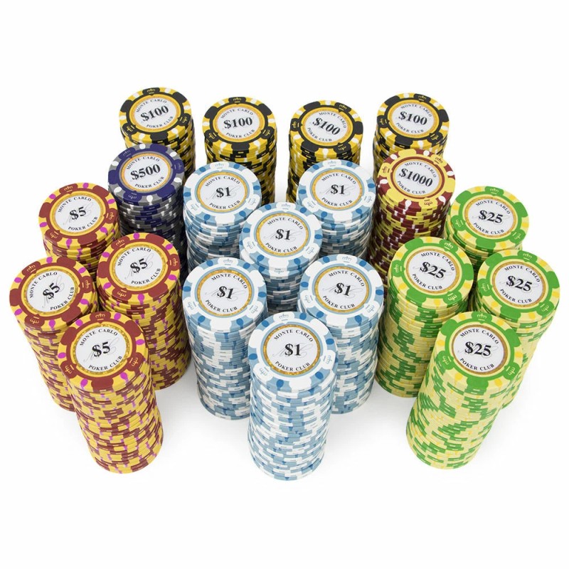 New Bulk Lot of 200 Monte Carlo Poker Chips -