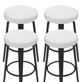 sourcing map 4 Pcs Velvet Bar Stool Covers, 14-18 Inch Round Bar Stool Cushions with Elastic Band Stretch Chair Seat Cover Washable Slipcovers for Round Stool Chair, White