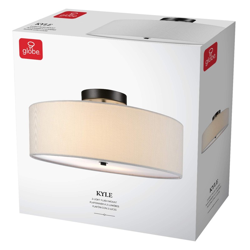 GLOBE Electric 60315 2-Light Flush Mount Ceiling Light, Dark Bronze