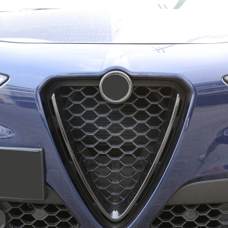 carpart2021 Carbon Fiber ABS Front V Shape Grille Trim Fit
