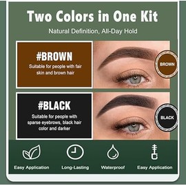 RKISSBEAUTY (Black and Brown) Eyebrow and Eyelash Color Kit - Instant Effects/Home or Salon Use/Up to 8 Applications/with Brush/Safe & Easy to Use