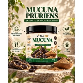 Hongos Adaptógenos - Frijol Mucuna - Extracto Puro en Polvo 100 gr - Suplemento Alimenticio Natural- Fuente de L-Dopa,- Apoyo para el Estrés -5 Meses de Suministro- 100% Orgánico