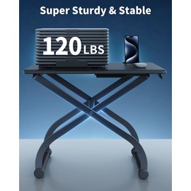 SAIJI Metal Small Laptop Standing Converter, 23" Height Adjustable Desk Riser for Tabletop, Sit-Stand Workstation, Table Extender for Desk
