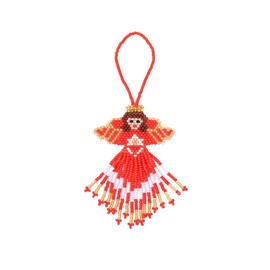 Red Angel Bead Holiday Ornament by Embera Bead Project, Christmas Decoration, Social Impact