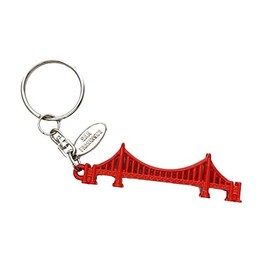 Red San Francisco Golden Gate Bridge 3D Metal Key Chain With Tag 2.75 Inches Long