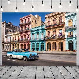 CRTPOD Cuba City Backdrop Havana Colorful Buildings Downtown Street Car Landscape Background Photography Banner for Portraits Party Decorations Wallpaper Photo Studio Photobooth Props 7x5ft