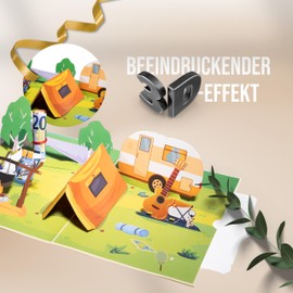 myDreamwork® Premium voucher for hiking, camping, camping or climbing, travel voucher for mountaineers and hikers, 3D pop-up invitation card for hiking holidays (20 x 15 cm)
