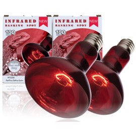 ReptiKing Red Basking Bulb for Reptiles, 2 Pack 100W Upgraded Infrared Basking Spot, Reptile Night Heating Bulb Light, Red Heat Lamp Bulb for Bearded Dragon Turtle Chicken