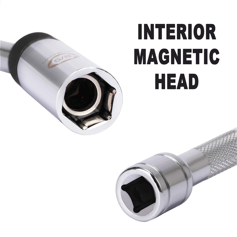 CASOMAN 5/8" Swivel Magnetic Spark Plug Socket, 3/8" Drive x