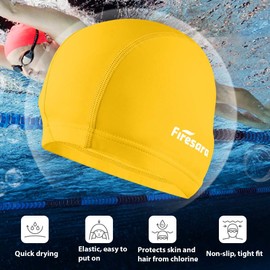 Firesara Lycra Swimming Cap, Swim Cap Anti-Tear Swim Hat Comfortable No-Slip for Men Women Long Short Hair Adult Boys Girls