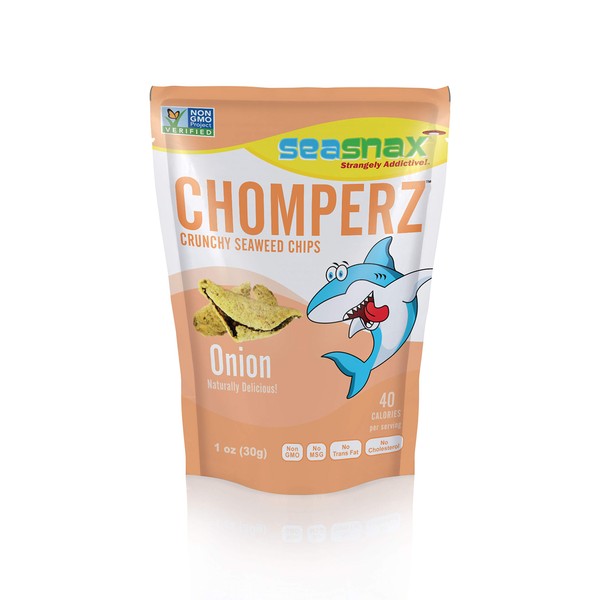 SeaSnax Chomperz Crunchy Seaweed Chips, Onion, 1 Ounce (Pack of 8)