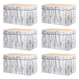 sourcing map 6 Pcs 29x108 Inch Silver Metallic Foil Fringe Tinsel Table Skirts for Rectangle Tables Tinsel Backdrop Curtain for Wedding Birthday Party Decoration