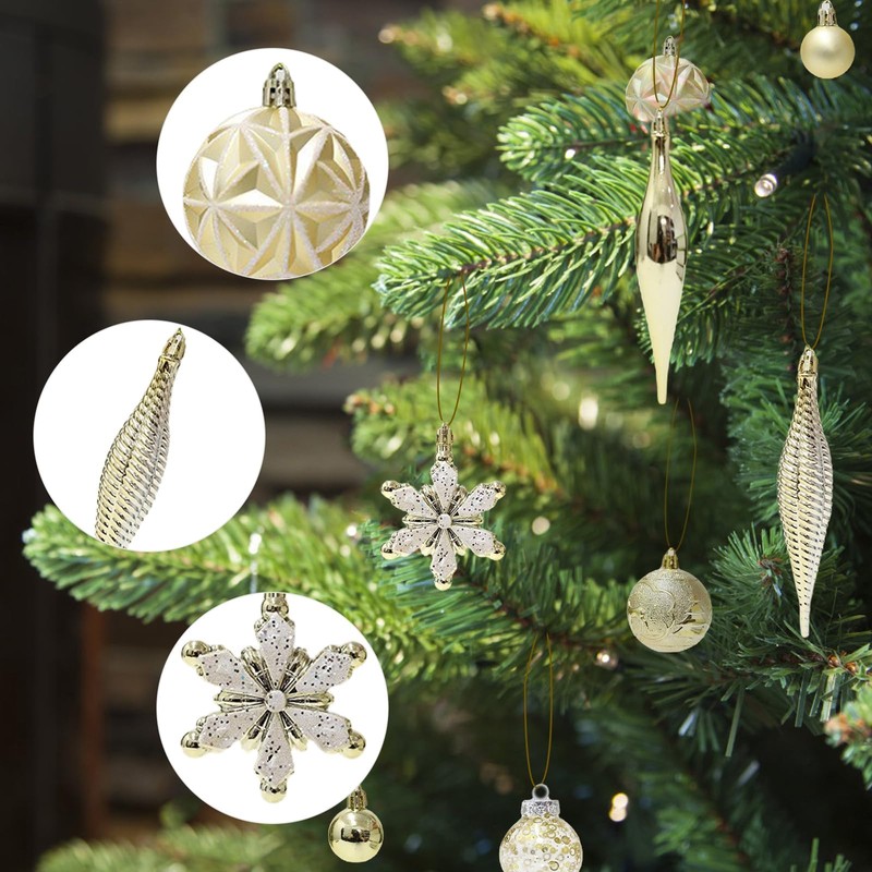 ZANZER 40 Pcs Christmas Baubles Ball Gold Glitter Christmas Ball