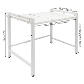 ILWorkTLs 2 Tier Extendable Microwave Oven Rack,Adjustable Kitchen Countertop Shelf,Microwave Stand with 6 Hooks for Kitchen Countertop