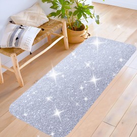 CAIZISHEN Silver Door Mat Bling Glitter Sparkly Front Back Door Mat Rug for Outside Entry and Indoor Home Decor Rubber Doormats (Real Glitter not Print)-15.7x31.5 inchs