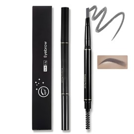 All-Day Wear Dual-Ended Eyebrow Pencil with Brush, Long-Lasting, Waterproof, Easy Application for Natural(Gray)