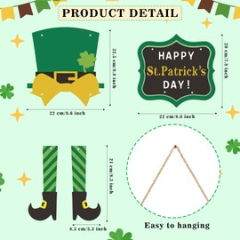 2pc St. Patrick's Day Wall Decor with Glitter, Bow & Ribbon Hanger - Perfect Irish Celebration Decoration