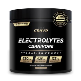 BORN CRNVR Electrolytes – Premium High-Sodium Hydration Powder | 850mg Sodium, 425mg Potassium, 125mg Magnesium | No Sugar, No Carbs | Keto, Carnivore & Fasting Friendly – 60 Servings (Unflavored)