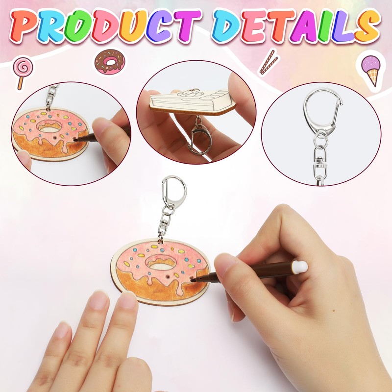 Unfinished Wood Crafts, Kaluofan 12PCS Dessert Donut Cupcake Ice Cream
