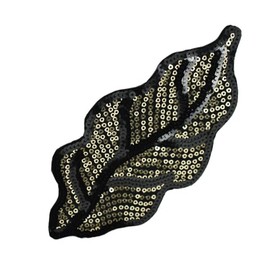 Expo International Ornate Leaf Sequin Patches/Appliques, Black/Gold, 7 1/2" x 3 3/4"