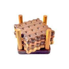 Joyshare Kawaii Coasters, Walnut & Beech Wood Cookie Shaped Pads, 4PCS Set, Cute Biscuit Design, Ideal Coffee Table Insulation, Unique Gift for Coffee Lovers, Home Decor Essentials
