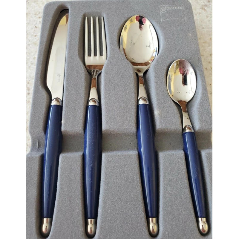 Giannini Imported Silverware 24 piece blu stainless steel set. Retails