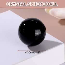 sourcing map 30mm/1.2" Crystal Sphere Ball Glass Solid Decorative Sphere Crystal Ball Prop Ornament for Feng Shui Divination Fortune Telling Tabletop Fountain Decoration, Black